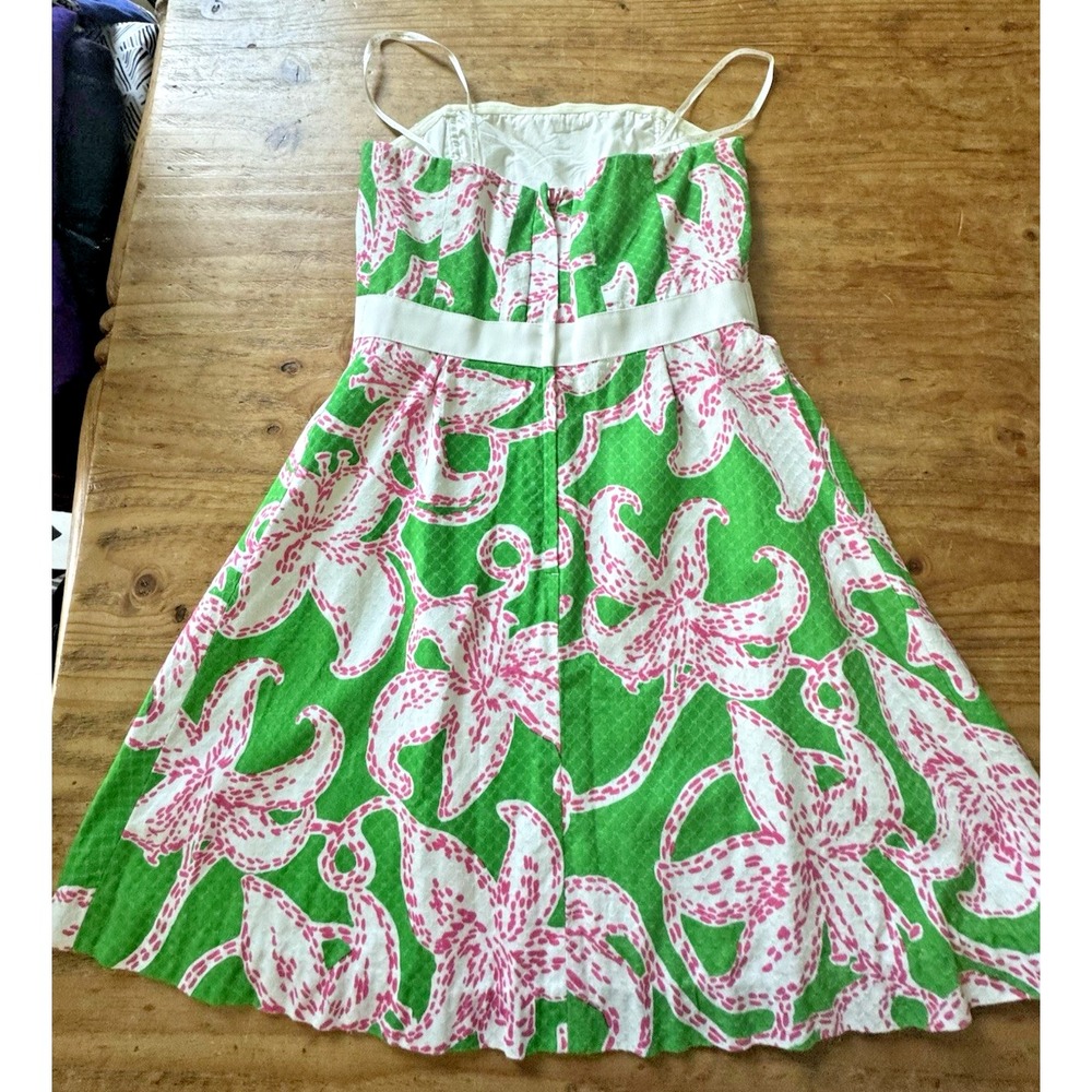 Lilly Pulitzer Amberly Strapless Dress Prep Green Pink Twinkle Floral Sz 2 - Picture 3 of 14